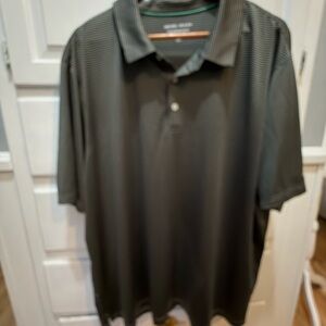 Michel Rouen Large Performance Polo  Black Gray Stripe Stretch Golf Casual 3XXL